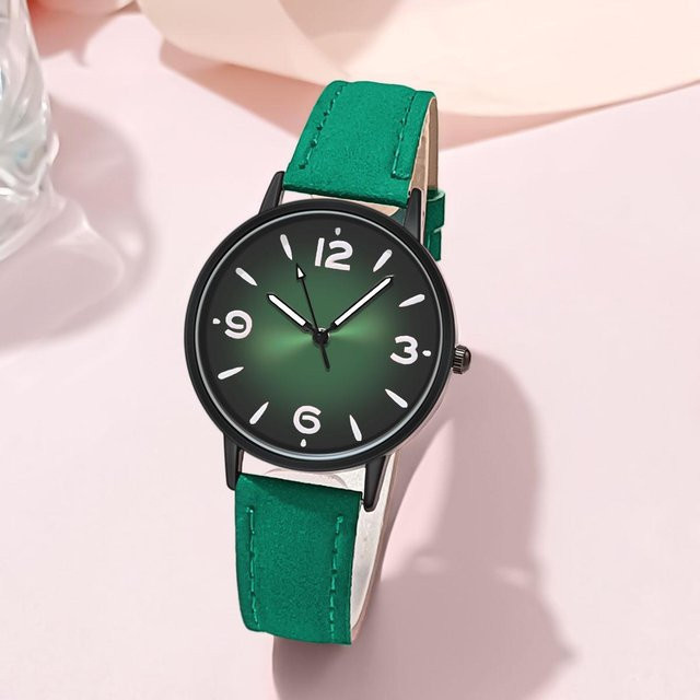 Armbanduhr Quarz, Leder, Grau, Damen - Bild 1