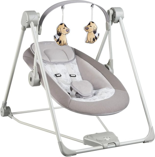 Tectake Babyschaukel Dogs in Hellgrau mit Truespeed Technologie, 5 Geschwindigkeitsstufen und Timerfunktion - Bild 1