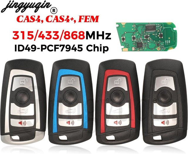 Jingyuqin Fernbedienungsschlüssel mit ID49 Chip für BMW 3er 5er 7er Serie X5 X6 F20 F22 F30 CAS4 CAS4+ FEMF-Serie in Rot und Schwarz - Bild 1