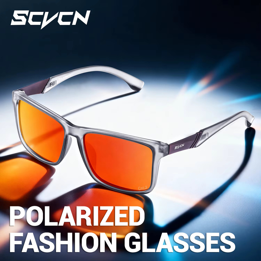 SCVCN Sportsonnenbrille, polarisiert, Wrap, Vollrand, Kunststoff, rot, Unisex - Bild 1