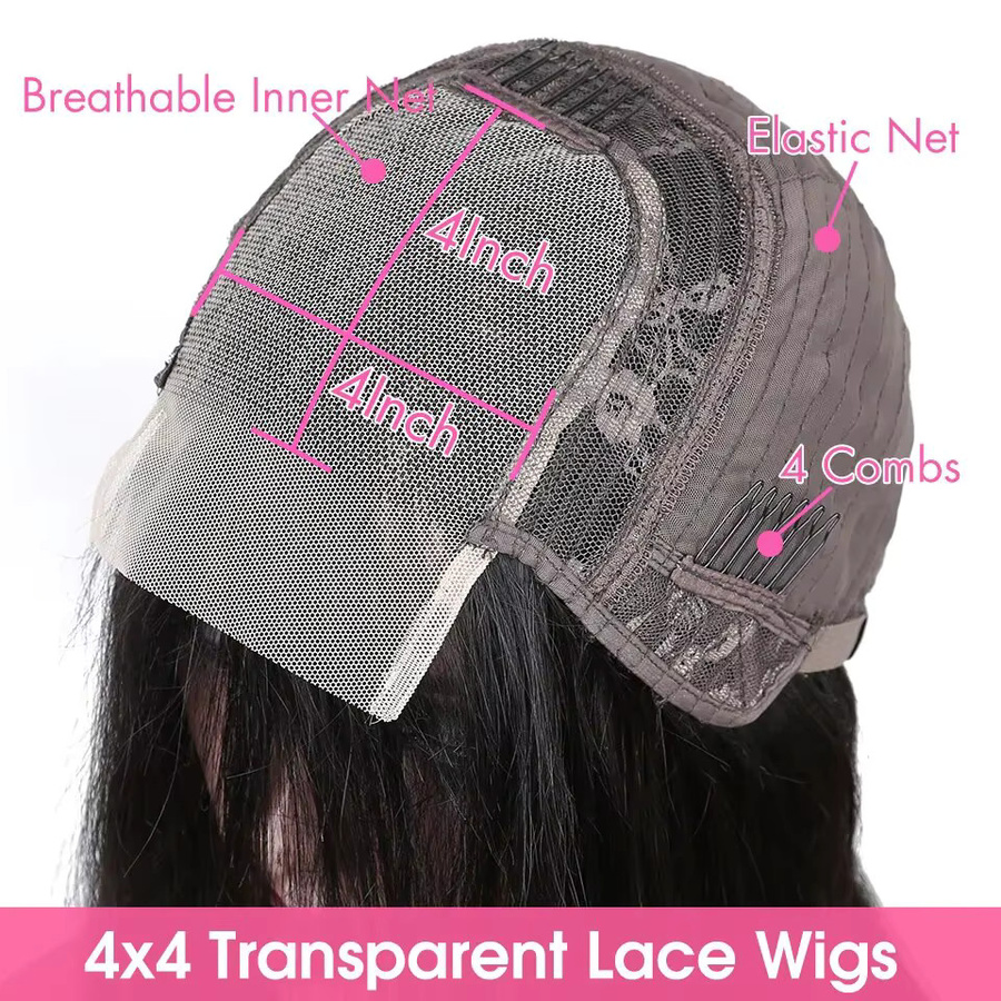 aircabin Bob-Perücke, Echthaar, Body Wave, 4x4 Closure, Damen - Bild 3