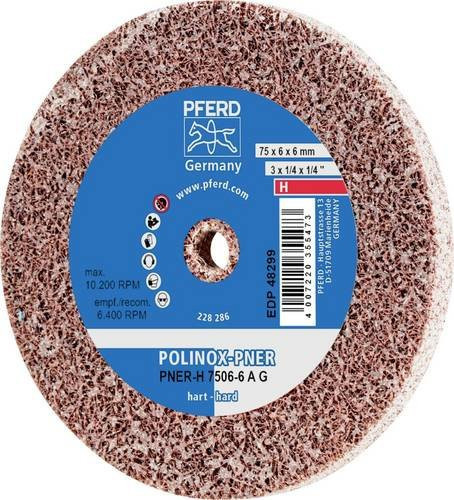 PFERD TOOLS POLINOX verpresstes Vlies-Rad PNER Ø 75 x 6 mm, Bohrung-Ø 6 mm, Körnung Grob für Finish, Farbe Braun - Bild 1