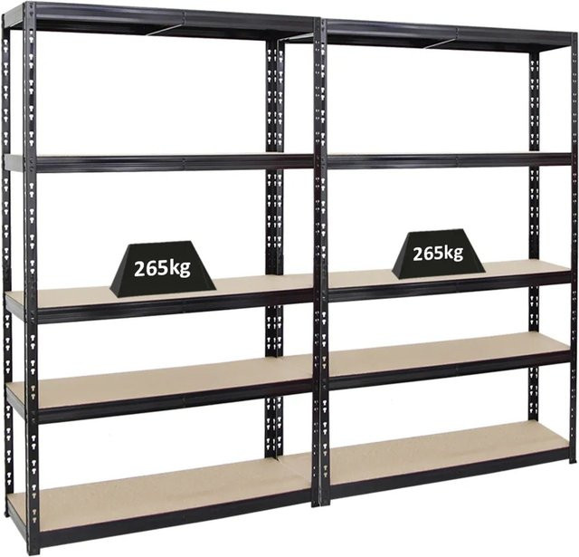 PROREGAL Schwerlastregal Giant Tiger 2er Set, Schwarz, 5-Ebenen, H x B x T: 200 x 120 x 40 cm - Bild 1