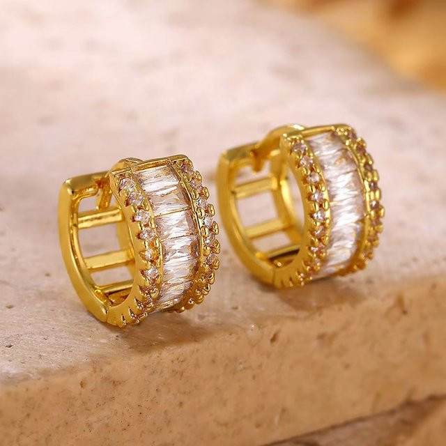 ETCAVCE Creolen, Edelstahl, Gold, Zirkonia, Damen - Bild 1