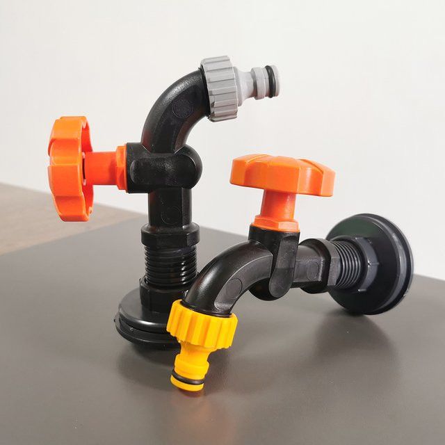 IBC Wasser Tank Adapter Set für Gartenbewässerung und Regenwasser, Grau, Kunststoff - Bild 1