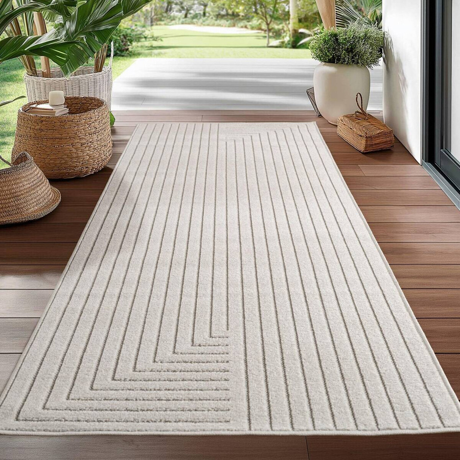 Ayyildiz Kurzflorteppich Nova In- und Outdoor-Teppich mit Hoch-Tief-Effekt in Creme/Beige B/L: 80 x 150 cm - Bild 2