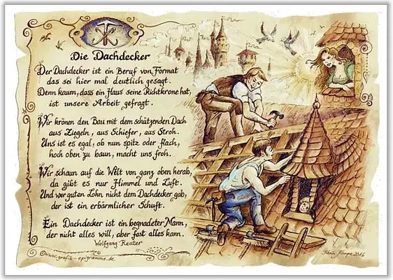 Zunftbild Dachdecker als Vintage Paper Poster von Tantum Graphic in Multicolour, Format A4 - Bild 1