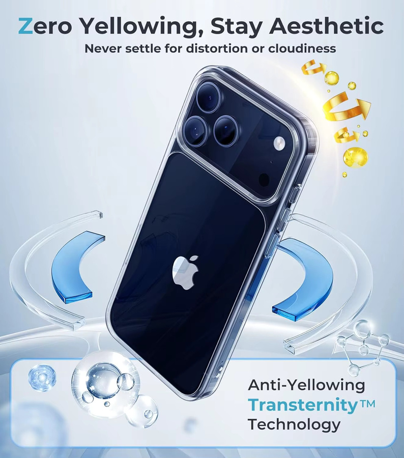 Apple Diamond Clear Handyhülle für iPhone 17 Pro Max, iPhone 17 Pro, iPhone 17 und iPhone 17 Air, transparent, stoßfester Schutz mit Anti-Yellowing Technologie - Bild 6