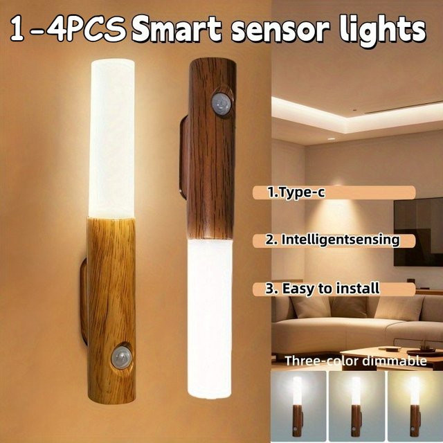Heinast Smart Motion Sensor Nachtlicht LED, wiederaufladbare magnetische Wandleuchte in Weiß, warmweißes Licht für Flur, Schlafzimmer, Treppen und Badezimmer - Bild 1