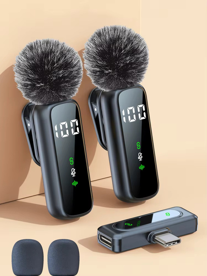 HITOZON Kabelloses Lavaliermikrofon mit USB-C-Schnittstelle und drehbarem Clip in Schwarz - Bild 7