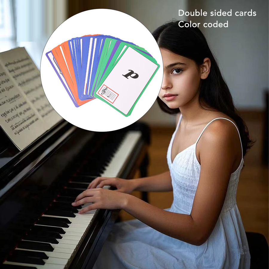 Farbcodierte Musik-Flash-Karten aus Papier, doppelseitige Lernkarten für Klaviernoten in Mehrfarbig - Bild 4