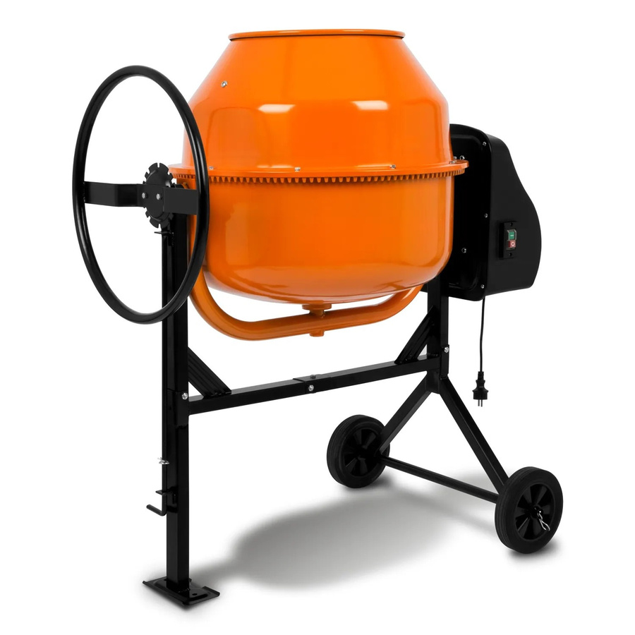 EBERTH Elektrischer Betonmischer 160L mit 650W Motor, Mobil mit schwenkbarer Trommel und Stahlgestell, Orange/Schwarz - Bild 2