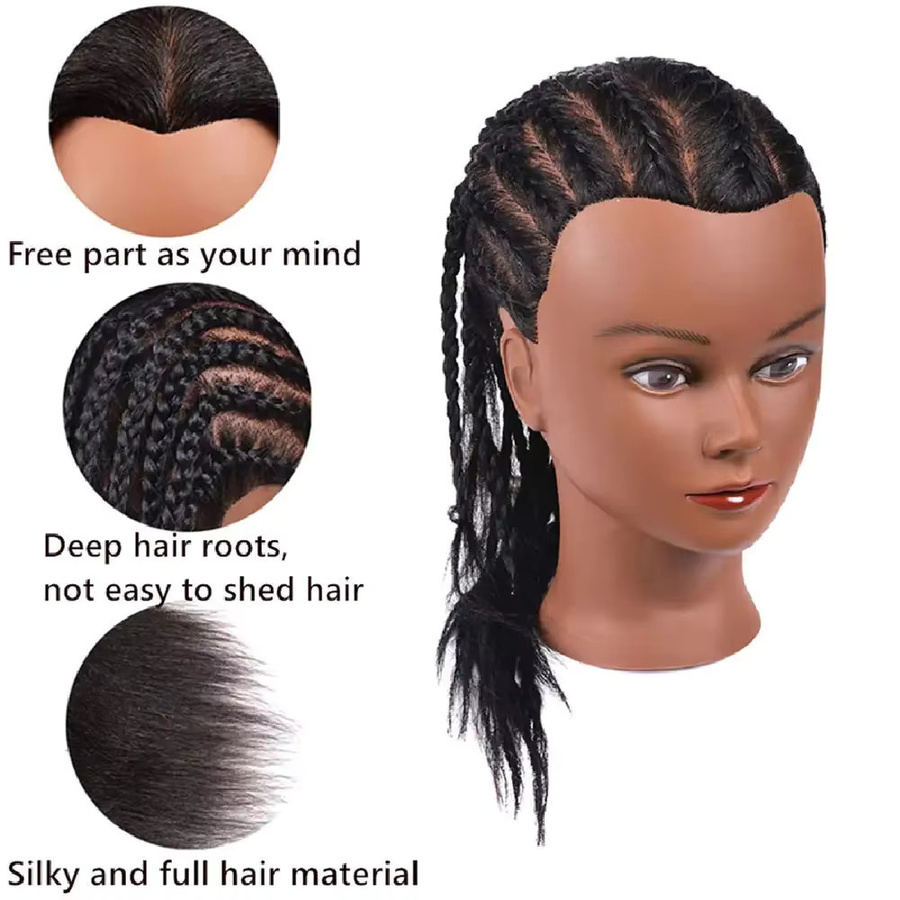 Yaki Haar Echthaar Mannequin Kopf mit Tischklemmständer, Unisex - Bild 2