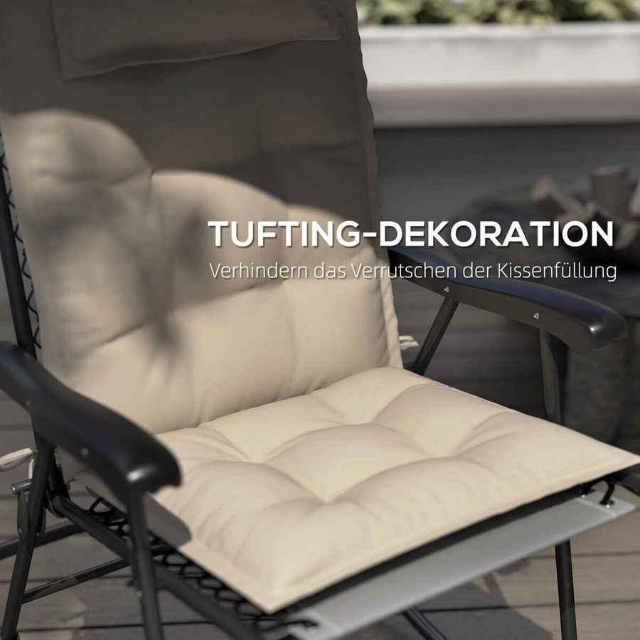 Outsunny 2er Set Liegenauflage für Sonnenliegen in Beige, wasserabweisend und gesteppt, B/H/L: 50 x 5 x 116 cm - Bild 3