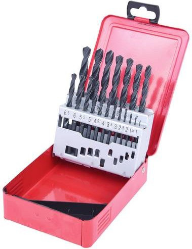 KS Tools HSS-R Metall-Spiralbohrer-Set aus Stahl in Schwarz-Rot, 12-teilig - Bild 1