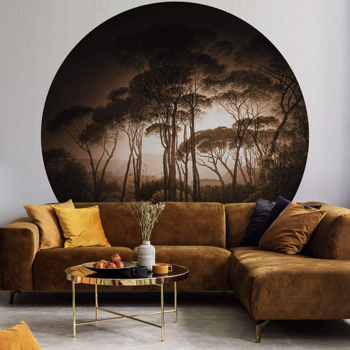 K&L Wall Art Runde Vliestapete Retro Wald Sepia Urwald Foto, mehrfarbig, matt - Bild 2