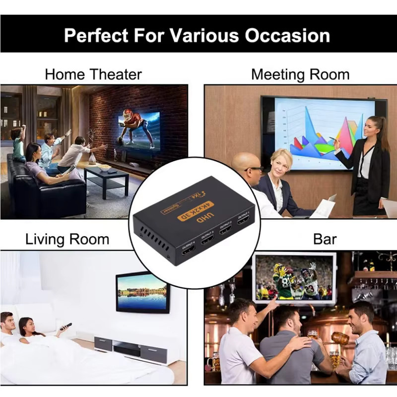 IPUMYNO HDMI Splitter 1 Eingang 4 Ausgänge UHD 4K 3D Video-Splitter in Schwarz - Bild 5