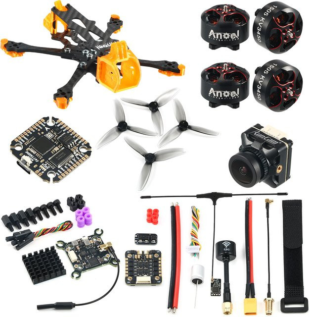 Uangel30 3-Zoll Flower Fly FPV Drohnen-Kit mit 3-Zoll-Rahmen, 1505 3450KV Motoren, F411 FC, 40A ESC und Runcam Robin3 Kamera in Multicolour - Bild 1