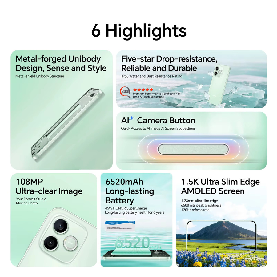 HONOR 600 Lite 5G Smartphone Samtschwarz mit 256 GB Speicher und 6,6 Zoll 120Hz AMOLED-Display - Bild 1