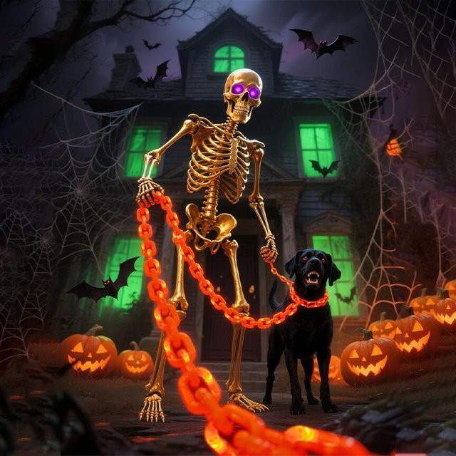 Halloween LED-Kettenlichter aus Kunststoff mit 8 Beleuchtungsmodi in Rot, 2 m oder 4 m Länge für gruselige Outdoor-Dekorationen - Bild 1