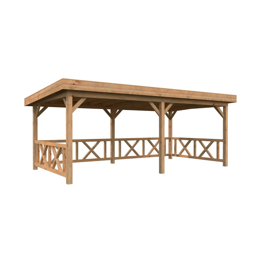 Palmako Pavillon Lenna Set 307 aus Fichtenholz in Braun mit Pultdach B/H/T: 588 x 245 x 300 cm - Bild 2