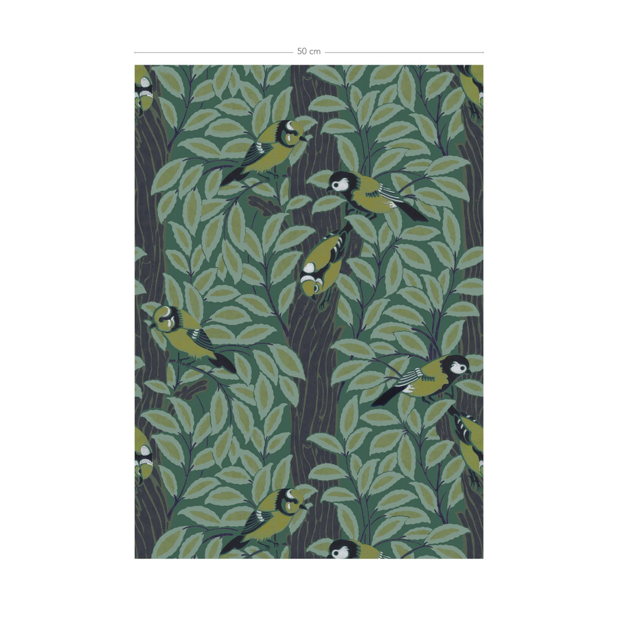 Isidore Leroy Tapete Le Chant des Oiseaux Forêt in Grün mit botanischem und floralem Design - Bild 1