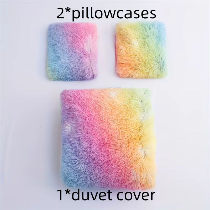 Qicai Plüsch Bettwäsche-Set Multicolor, 3-teilig mit 1 Bettbezug und 2 Kissenbezügen, B/H: 135 x 200 cm - Bild 4
