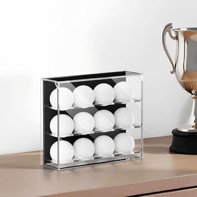 Tooyful Golfball-Vitrine als Wandregal für 12 Bälle, Schwarz und Transparent - Bild 1