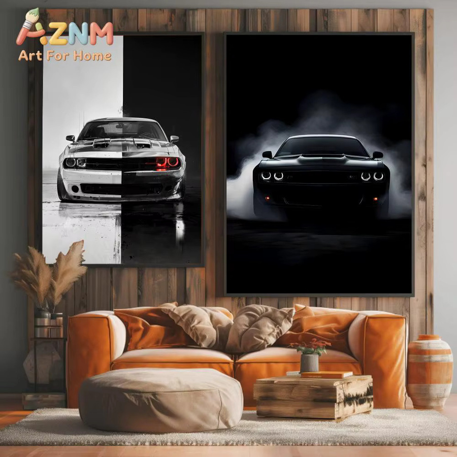 Dream D-Dodge Supercar Wandkunst Rastar Modernes Leinwandposter mit Kalligraphie in Multicolour - Bild 3