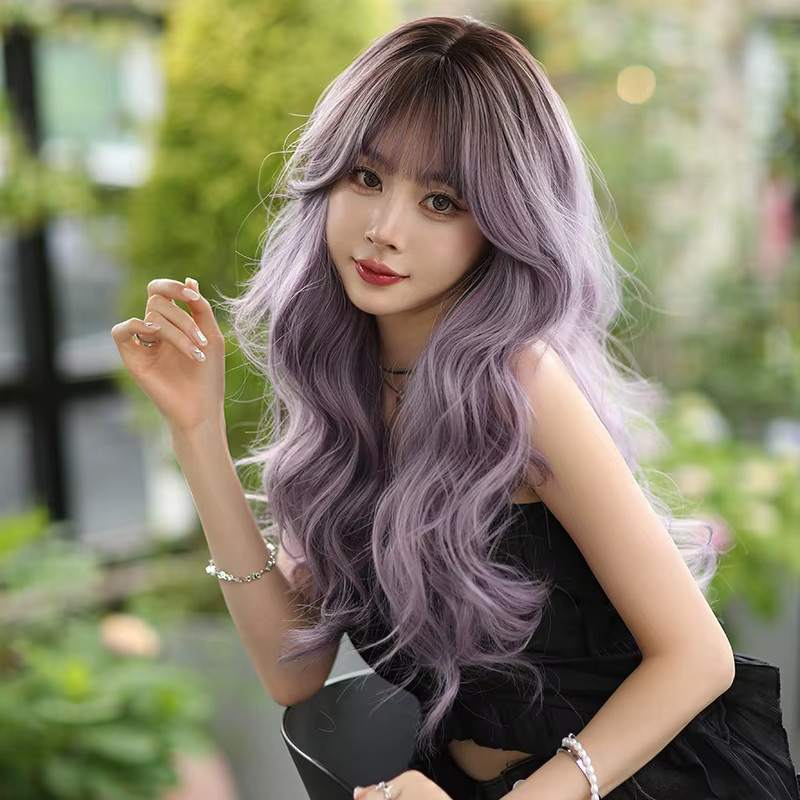 7JHH WIGS Perücke, Lange Wasserwellen, Lila, Damen, synthetisch - Bild 3