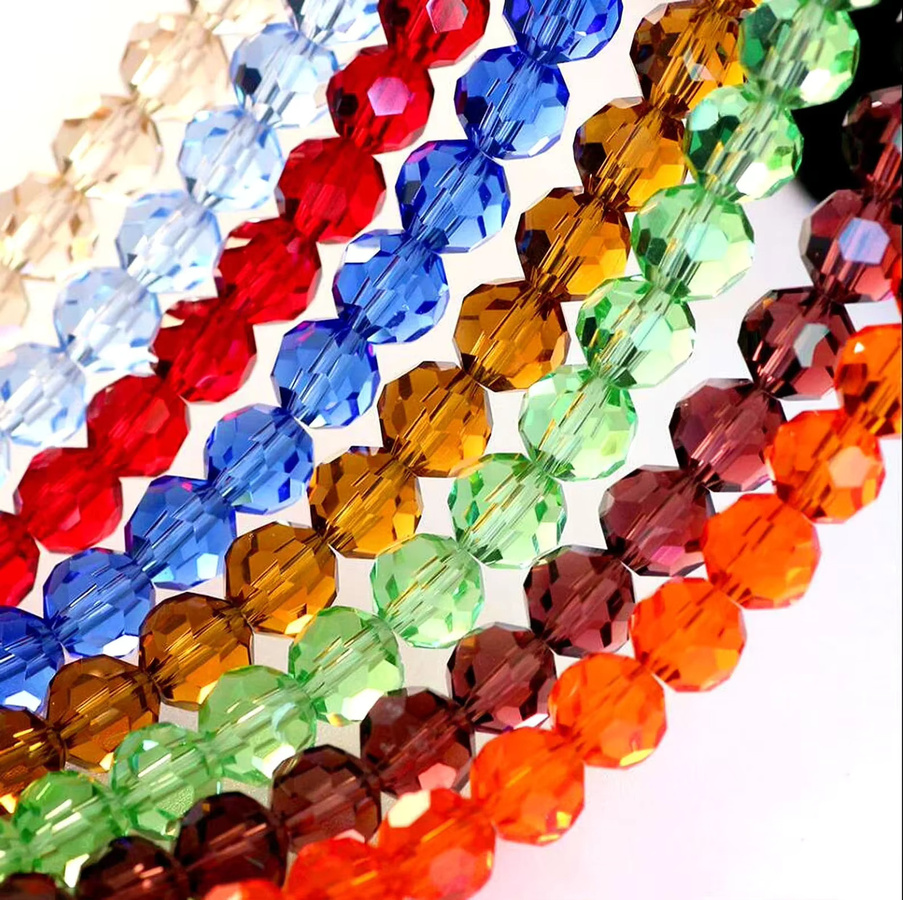 Glasperlen, facettierte tschechische Kristall-Abstandhalterperlen, bunt, 4x6 mm, Unisex - Bild 2