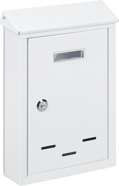 Abschließbarer Briefkasten aus Eisen von Relaxdays in Weiß mit Namensschild, B/H/T: 30,5 x 21 x 7 cm - Bild 1