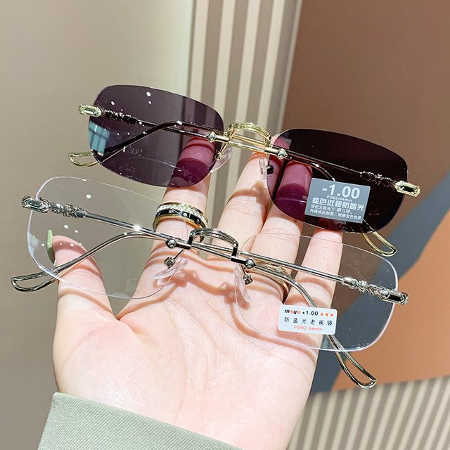 KLASSNUM Korrektionsbrille, randlos, rechteckig, Metall, Gold, Unisex, Blaulichtfilter - Bild 1