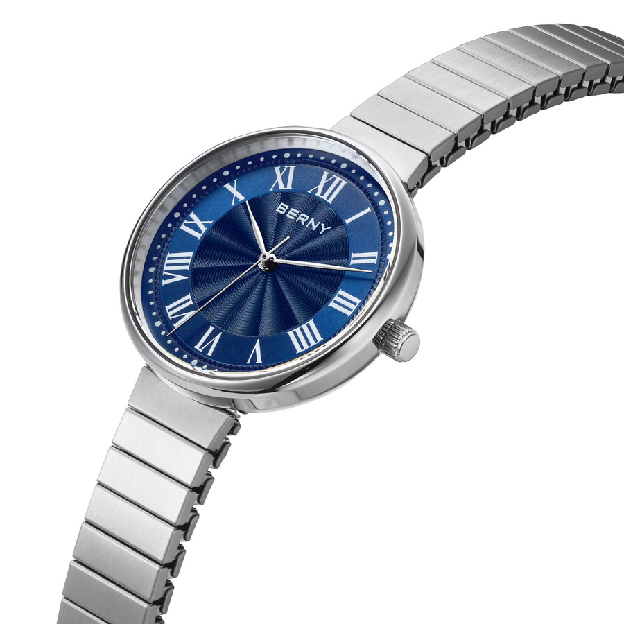BERNY Armbanduhr Edelstahl, Quarz, Blau, Silber, Damen - Bild 2
