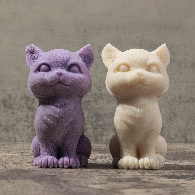Silikonform für DIY Sitzende Katze Kerzen und Gipsfiguren in Weiß - Bild 1
