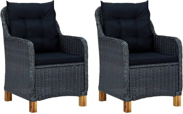 Furnicato Gartenstuhl Outdoor Dunkelgrau mit Armlehnen und Polsterung B/T/H: 62 x 65 x 92 cm - Bild 1