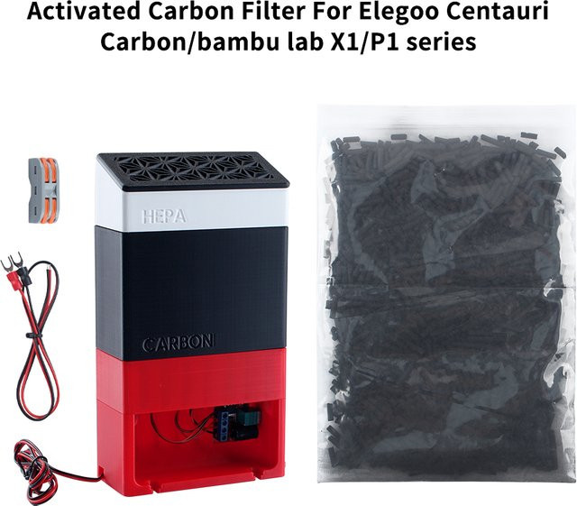 Aktivkohlefilter für Bambu Lab X1C P1P V2.0 zur Geruchsreinigung von ABS ASA und Nylon Filament, Schwarz - Bild 1