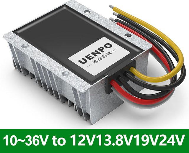 UENPO Boost-Buck-Wandler Spannungsregler für Automotive und Solar, 9V-36V zu 12V 13,8V 19V 24V, 360W, Silber - Bild 1