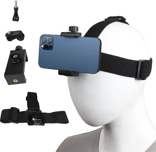 Erikole Kopf montierte Handy Halterung in Schwarz für Video-Live-Shooting und First-Person-Aufnahmen mit iPhone, Samsung und GoPro - Bild 1