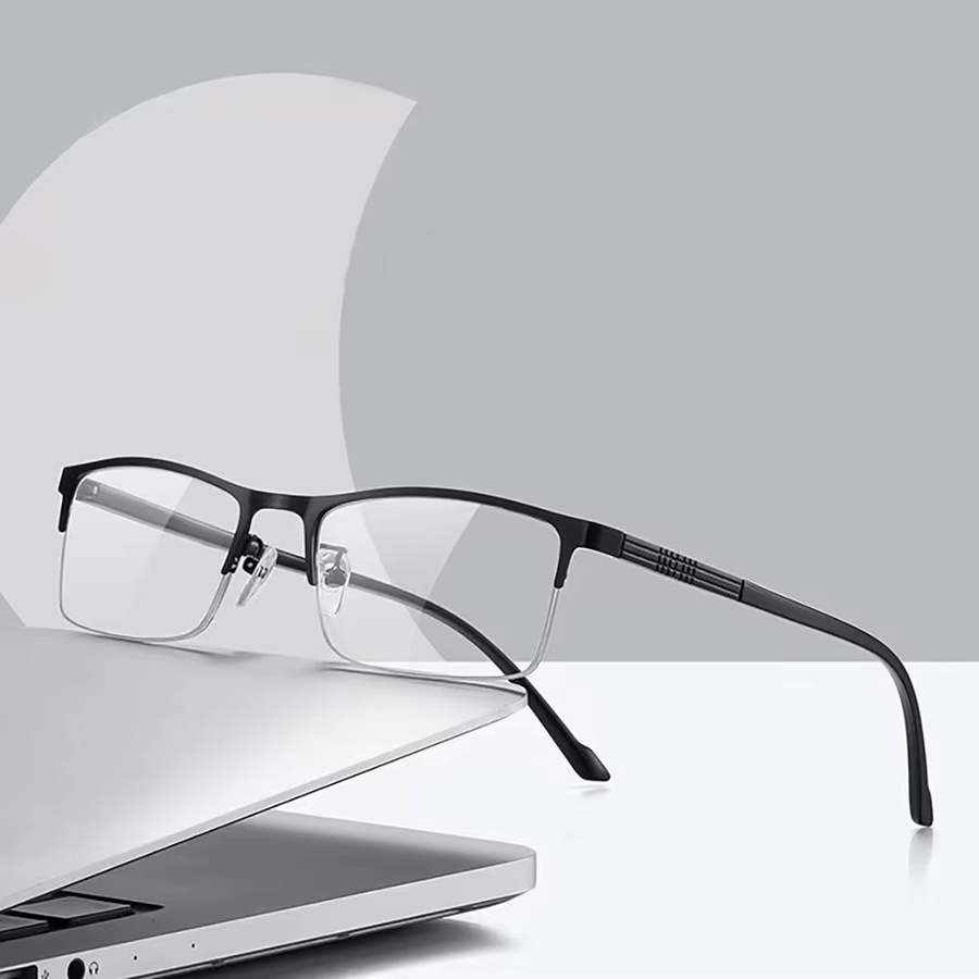 Photochrome Halbrand-Lesebrille, Metall, Herren, schwarz - Bild 3