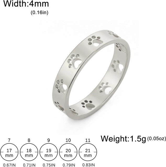 Ring Edelstahl, Gold, Katzen-Hunde-Pfoten, Damen - Bild 1