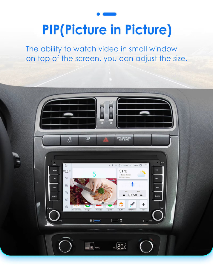 OSSURET Android Autoradio-Player mit Carplay, USB, WiFi und GPS in Schwarz für VW Polo, Golf 5, 6, Passat, Jetta, Tiguan, Touran, Sharan und Scirocco - Bild 2