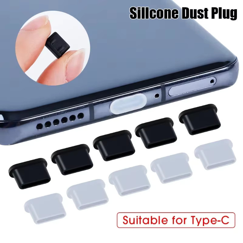 Silikon-Staubschutz-Kappen für USB-C Ladeanschlüsse in Transparent für iPhone 17 16 15 Pro Max sowie Samsung und Xiaomi - Bild 2