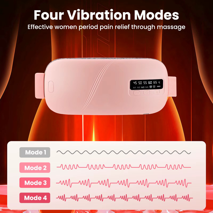 Hailicare Elektrisches Vibrations-Bauchmassagegerät mit 5 Heizstufen in Pink zur Linderung von Menstruationsbeschwerden und Rückenschmerzen - Bild 3