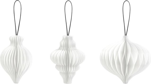 Heyda Waben-Tropfen-Set Tannenbaumschmuck aus Papier in Weiß - Bild 1