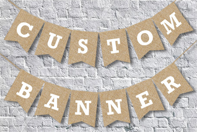 Personalisiertes Sackleinen-Banner von HGDTFF in Beige als rustikale Vintage-Dekoration für Babypartys und Foto-Requisiten - Bild 1