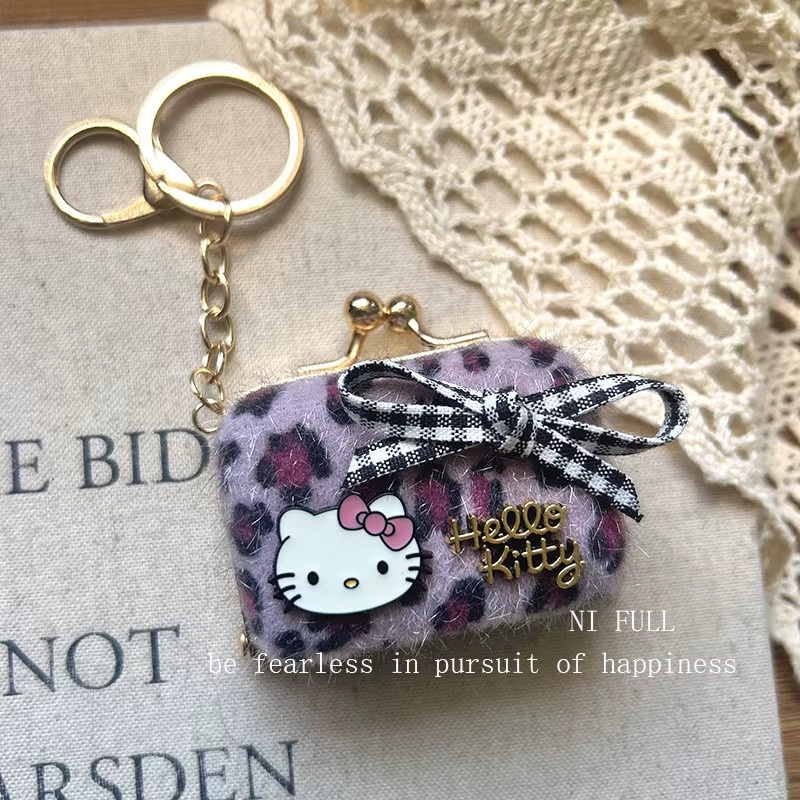 Keeppley Anhänger Hello Kitty Plüsch, Leopardenmuster, Katze Schleife - Bild 3