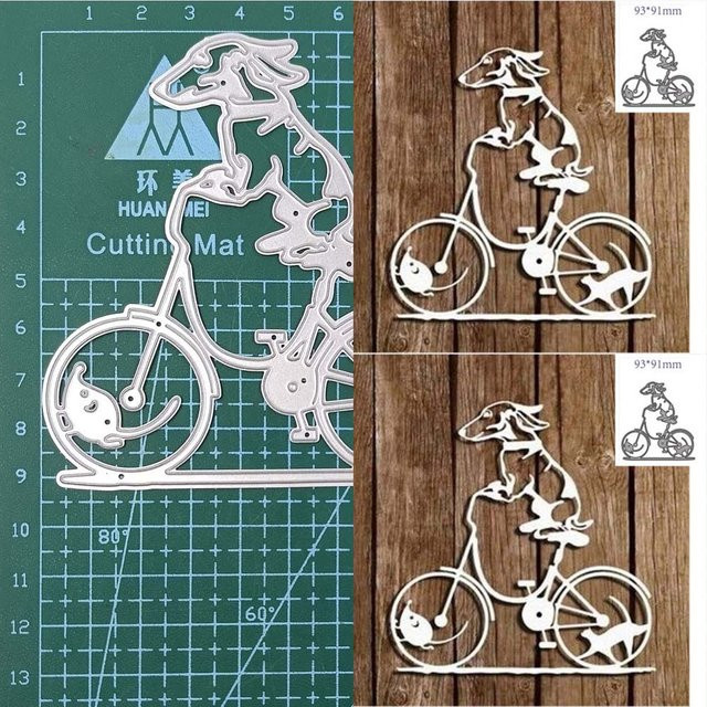 Metall-Stanzformen für Papier und Bastelarbeiten mit Hund und Reitmotiven in Silber und Grün - Bild 1