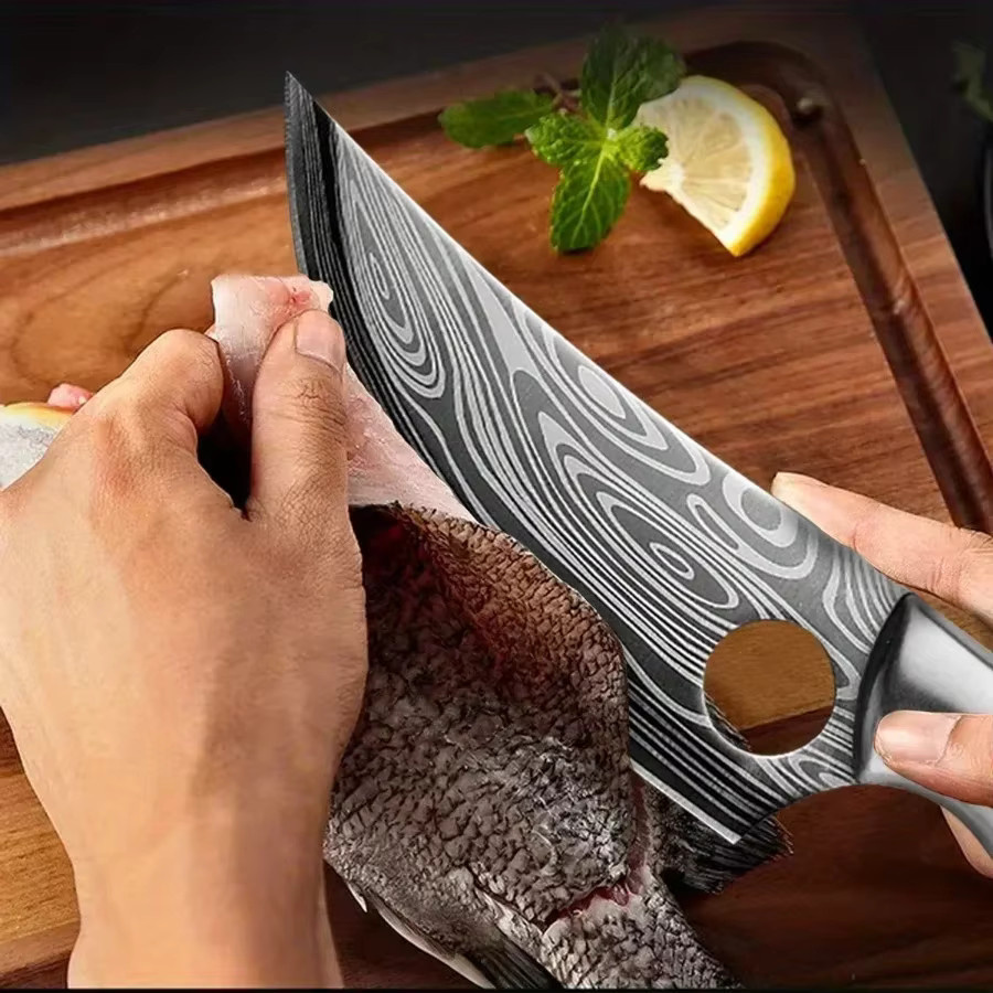 WXCOO Damaszener Küchenmesser aus Edelstahl in Silber für Fleisch, Fisch und Gemüse - Bild 3
