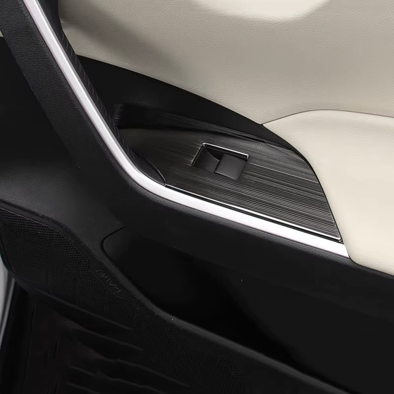 YaLumei Fensterheber Schalterabdeckung aus Edelstahl in Schwarz für Toyota RAV4 XA50 Hybrid Modelle 2019 bis 2025 - Bild 3